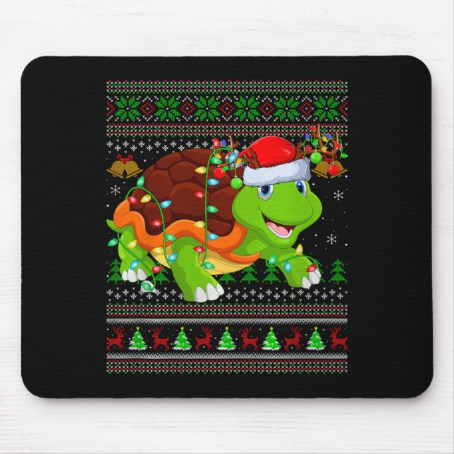 Turtle Ugly Christmas Sweaters Holiday Santa Cute  Mouse Mat (Front)