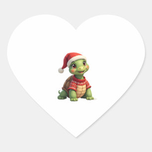Turtle Ugly Sweater Santa Hat Christmas T-Shirt (1 Heart Sticker
