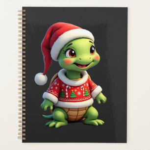 Turtle Ugly Sweater Santa Hat Christmas T-Shirt (1 Planner