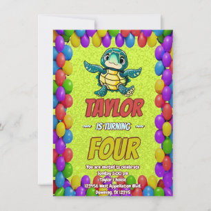 Turtle Unique Personalised Birthday Invite Kids