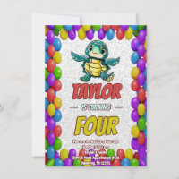 Turtle Unique Personalised Birthday Invite Kids