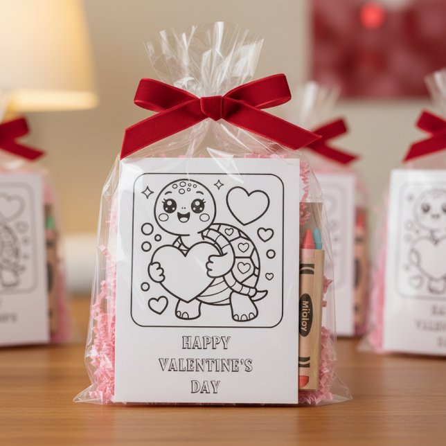 Turtle Valentine’s Day Coloring for Students Postcard (Creator Uploaded)