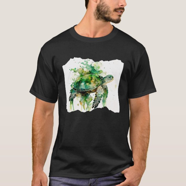 Turtle Watercolor Artwork T-Shirt (Front)
