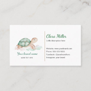 Turtle watercolor business card green gold