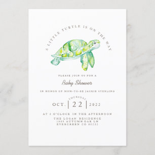 Turtle Watercolor Ocean Life Baby Shower Invitation