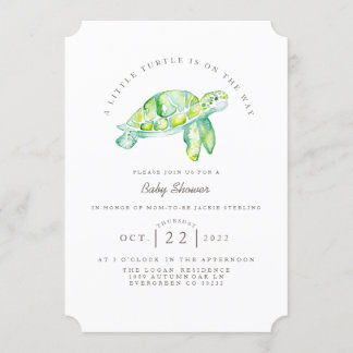 Turtle Watercolor | Ocean Life Baby Shower Invitation