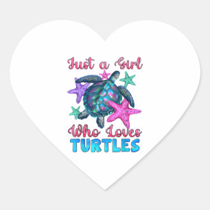 Turtle Watercolor Sea Ocean Just A Girl Who Loves Heart Sticker