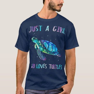Turtle Watercolor Sea Ocean Just A Who Loves Turtl T-Shirt