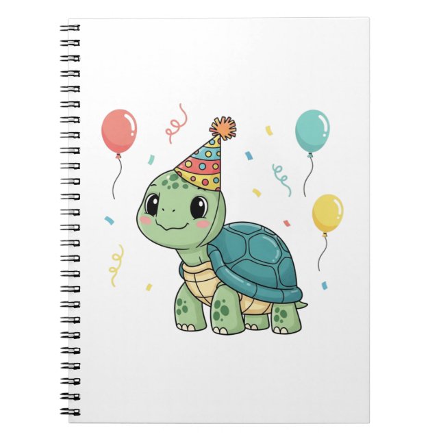 Turtle Wearing a Party Hat Notebook (Front)