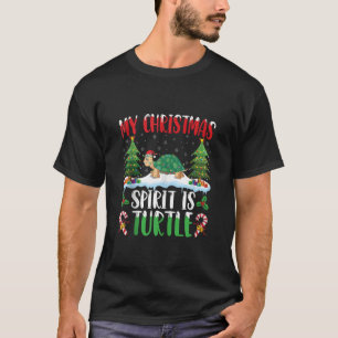 Turtle Wearing Santa Hat Xmas Christmas Spirit Is  T-Shirt