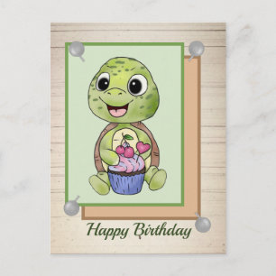 Turtle with and postcard
