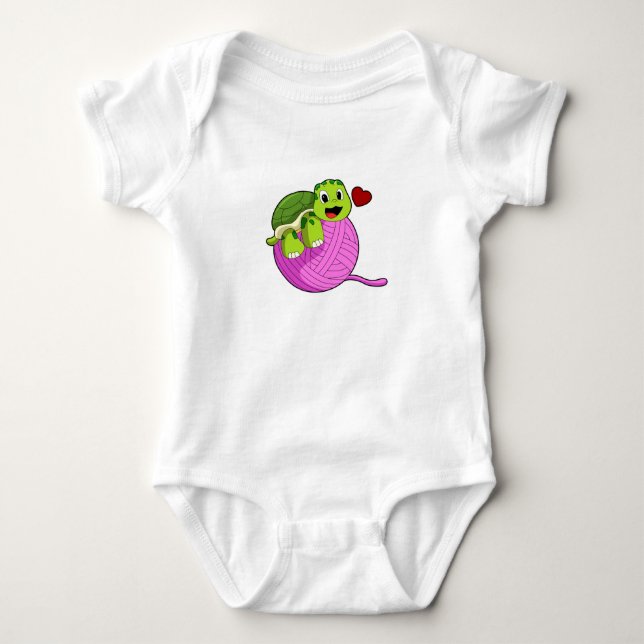Turtle with Ball of Wool Baby Bodysuit (Front)