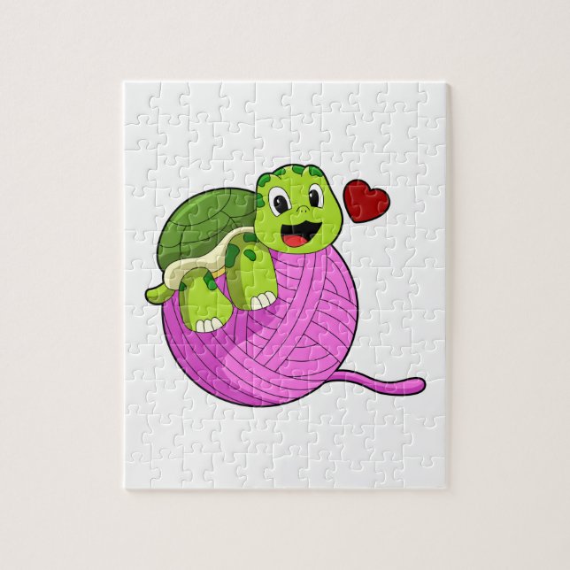 Turtle with Ball of Wool Jigsaw Puzzle (Vertical)