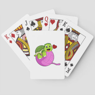Turtle with Ball of Wool Playing Cards