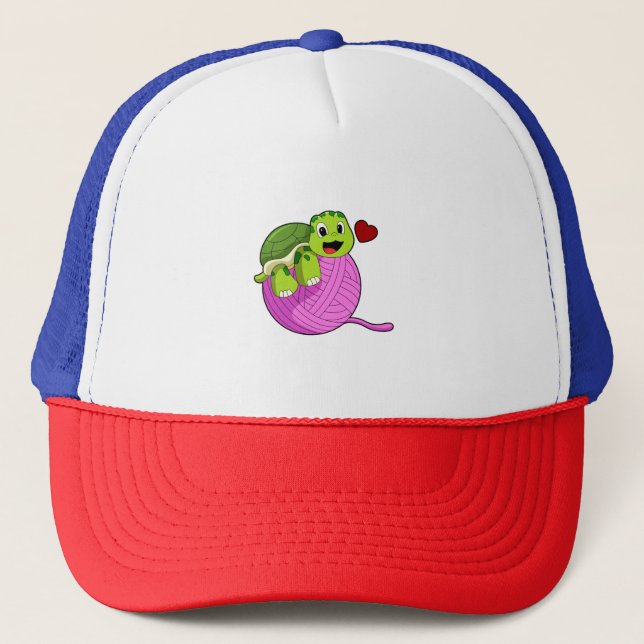Turtle with Ball of Wool Trucker Hat (Front)