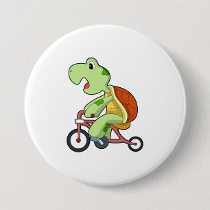 Turtle with Bicycle 7.5 Cm Round Badge