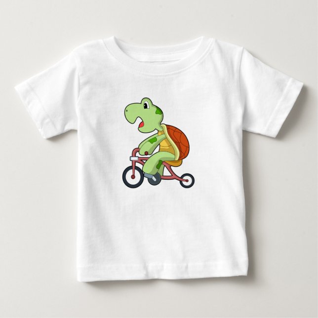 Turtle with Bicycle Baby T-Shirt (Front)