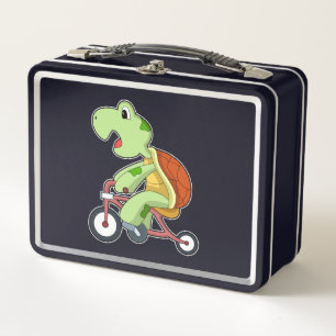 Turtle with Bicycle Metal Lunch Box
