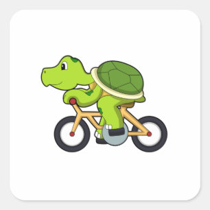 Turtle with Bicycle.PNG Square Sticker