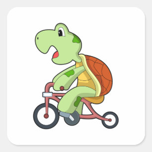 Turtle with Bicycle Square Sticker