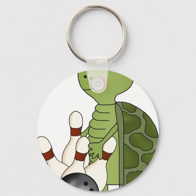 Turtle with bowling pins and ball key ring (Front)