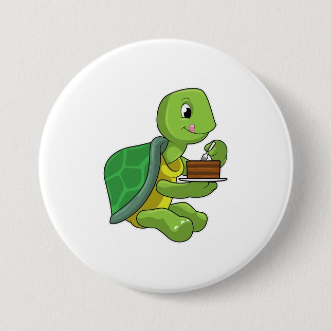 Turtle with Cake 7.5 Cm Round Badge (Front)