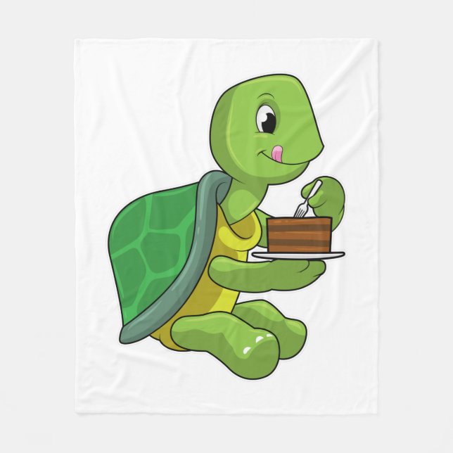 Turtle with Cake Fleece Blanket (Front)