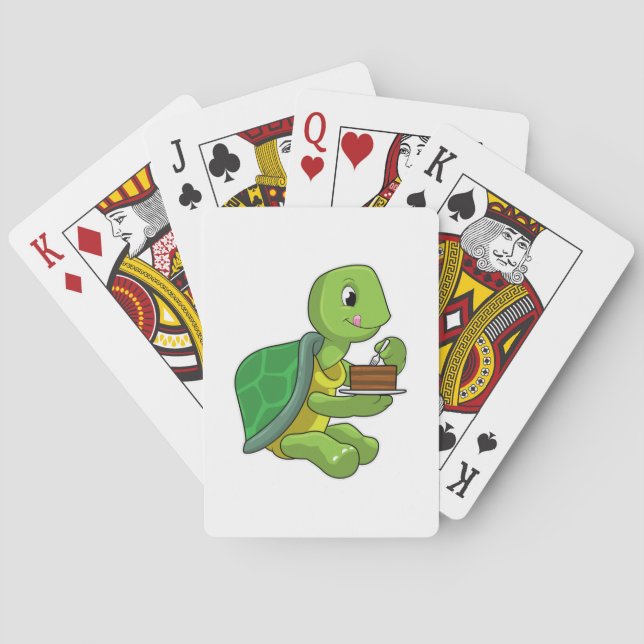 Turtle with Cake Playing Cards (Back)