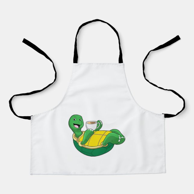 Turtle with Cup of Coffee Apron (Front)