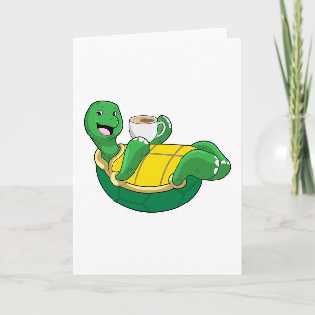 Turtle with Cup of Coffee Card (Front)