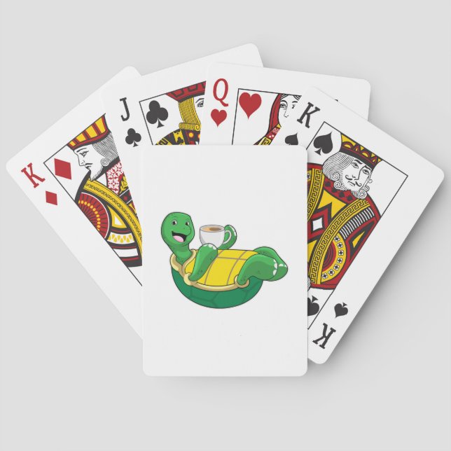 Turtle with Cup of Coffee Playing Cards (Back)