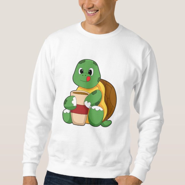 Turtle with Cup of Coffee Sweatshirt (Front)