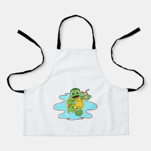 Turtle with Drink in Water Apron