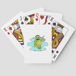 Turtle with Drink in Water Playing Cards