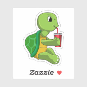 Turtle with Drinking mug with Straw