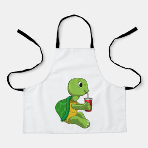 Turtle with Drinking mug with Straw Apron