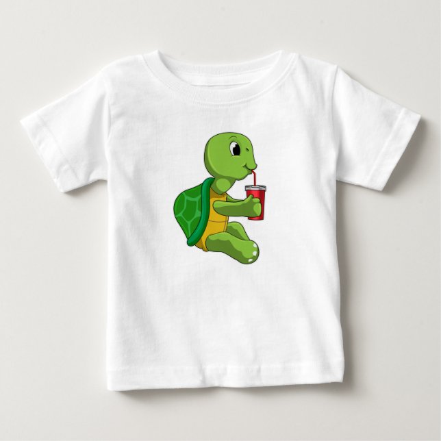 Turtle with Drinking mug with Straw Baby T-Shirt (Front)