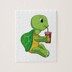 Turtle with Drinking mug with Straw Jigsaw Puzzle