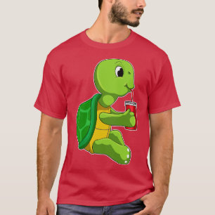 Turtle with Drinking mug with Straw T-Shirt