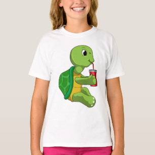 Turtle with Drinking mug with Straw T-Shirt