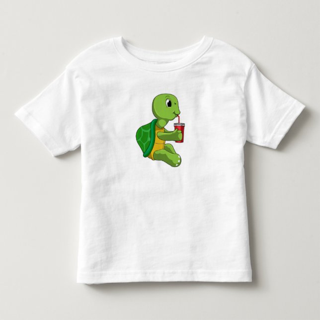 Turtle with Drinking mug with Straw Toddler T-Shirt (Front)