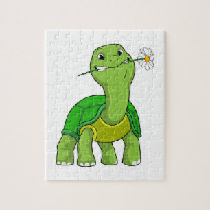 Turtle with Flower Daisy Jigsaw Puzzle