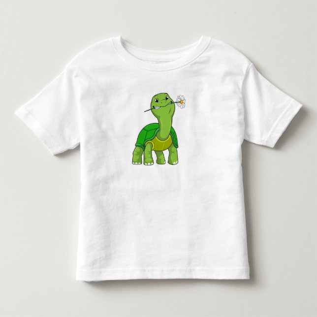 Turtle with Flower Daisy Toddler T-Shirt (Front)
