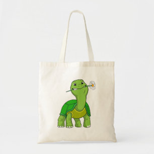 Turtle with Flower Daisy Tote Bag