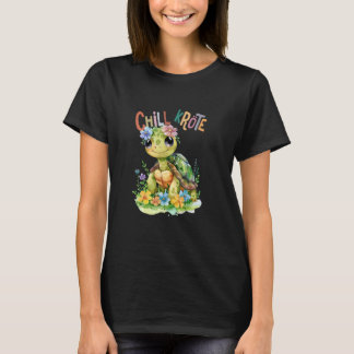 turtle with flowers cute turtles shielded animal b T-Shirt