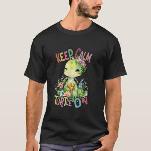 turtle with flowers cute turtles shielded animal b T-Shirt