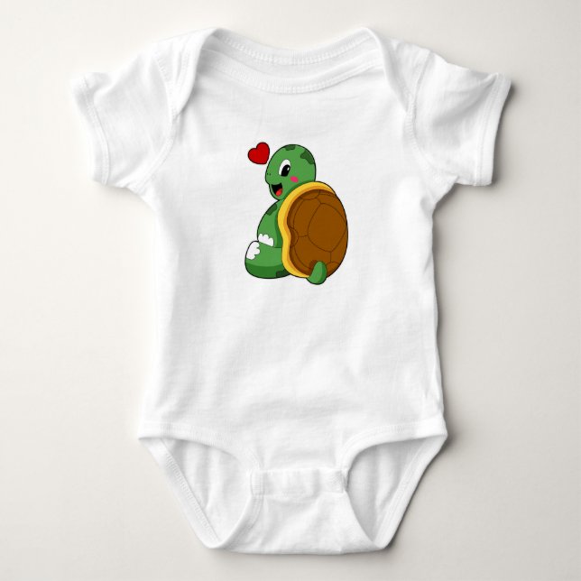 Turtle with Heart Baby Bodysuit (Front)