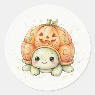 Turtle with Jack-O'-Lantern Shell Classic Round Sticker