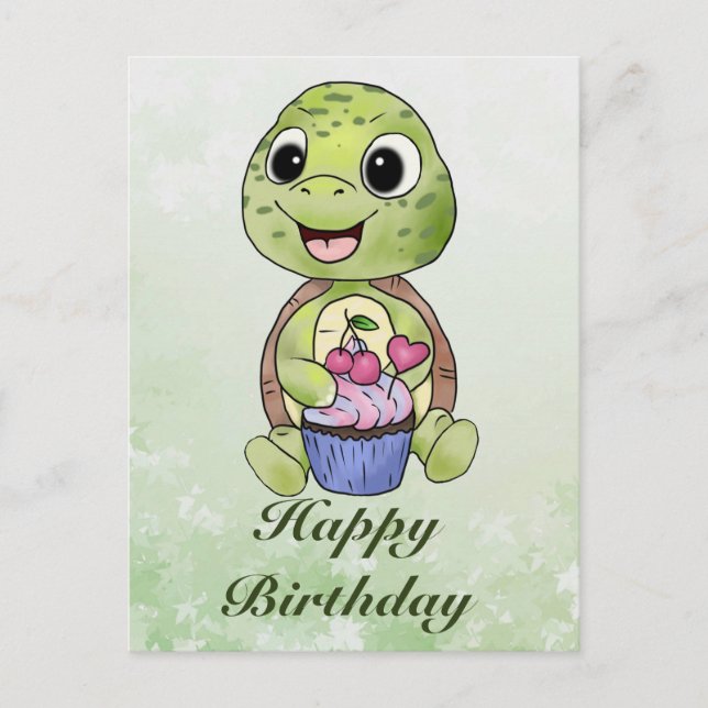 turtle with muffin postcard (Front)