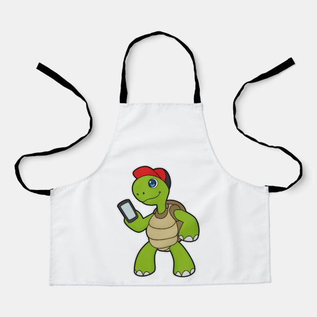 Turtle with Phone & Hat Apron (Front)